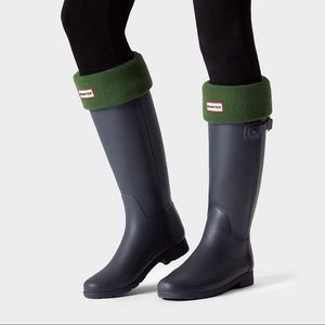 Hunter Fleece Welly Rain Boot Socks in Green